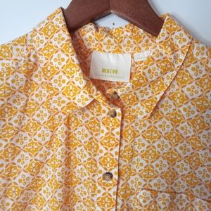 Maeve by Anthropologie Petrin orange and white floral button down shirt